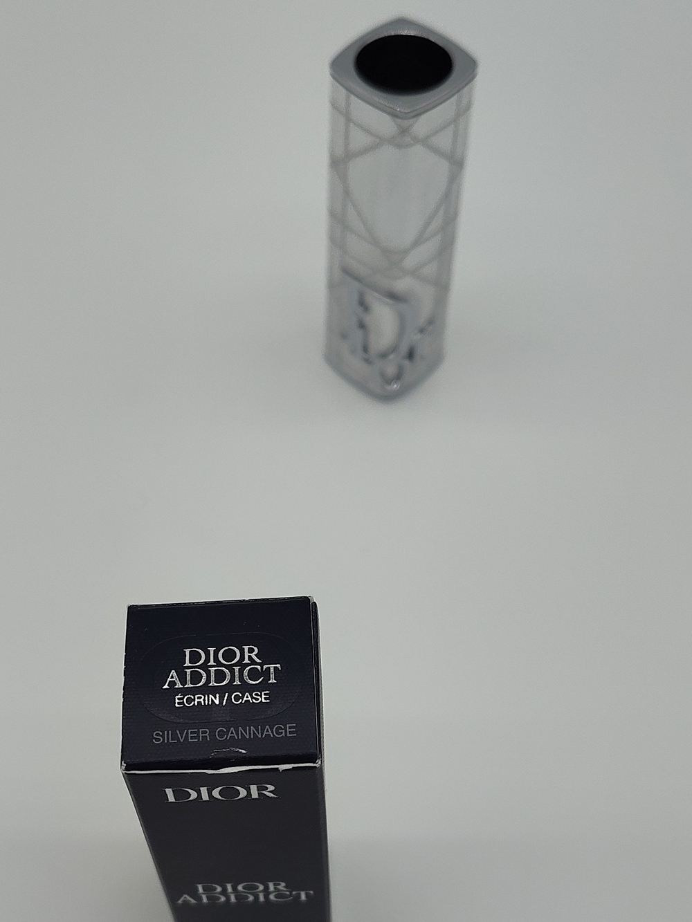 DIOR Addict Silver Cannage Lipstick Case CD Logo Japan Rare Beauty Luxe NIB - Picture 2 of 7